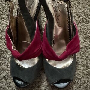 Poetic License Black and Red Peep-Toe Heels